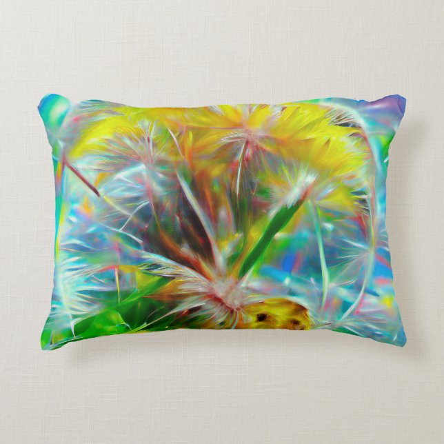 Almofada Decorativa Eteal Dandelions em Neon Dreamscape (Frente)