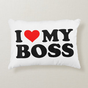 Almofada Decorativa Eu Amo Meu Chefe Engraçado Coração Vermelho Chefe 