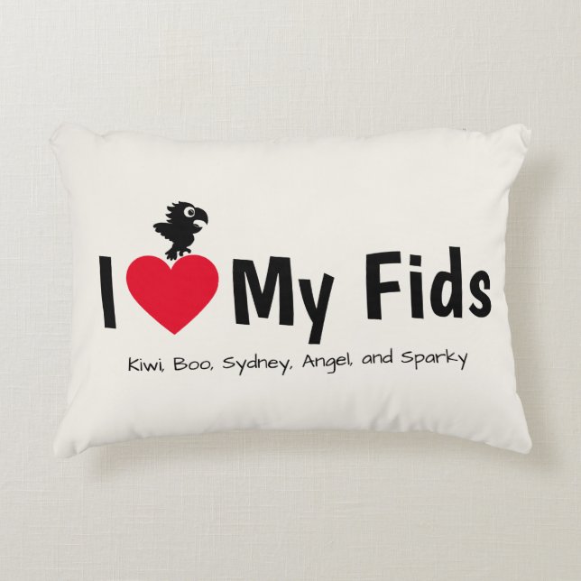 Almofada Decorativa Eu Amo Meus Fids Papagaio Kids (Frente)