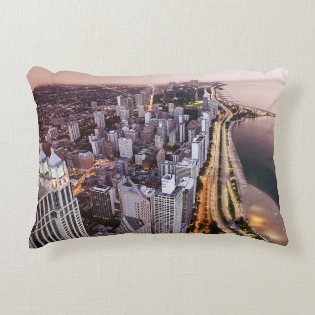 Almofada Decorativa EUA, Illinois, Chicago, vista aérea do lago (Frente)