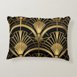 Almofada Decorativa Éventails Gatsby - Noir et Or Art Déco