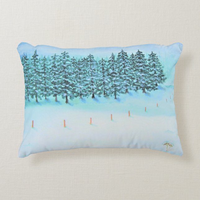 Almofada Decorativa Evergreens e Neve (Frente)