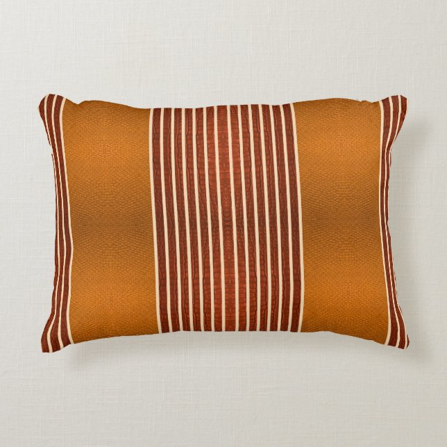 Almofada Decorativa Exotic Faux Snake Leather & Linear Stripe Pumpkin  (Frente)