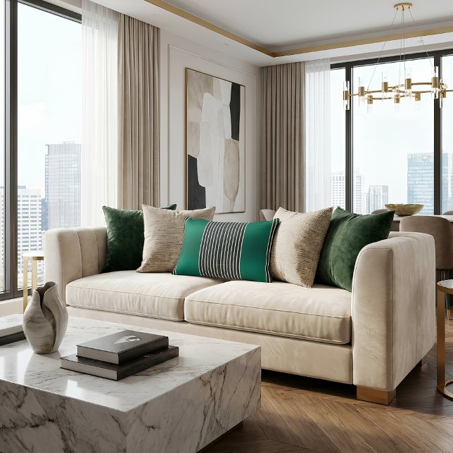 Almofada Decorativa Exotic Faux Snake Leather Linear Stripe Turquoise (Pillow on a sofa)