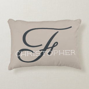 Almofada Decorativa F Inicial Nome Personalizado Bege Neutro