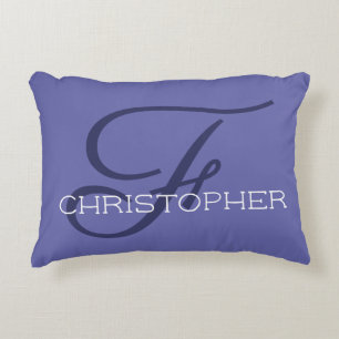 Almofada Decorativa F Nome Personalizado Inicial Estiloso Azul