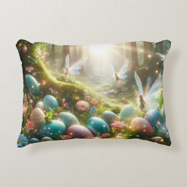 Almofada Decorativa Fadas da Floresta Mística Ovos Mágicos da Primaver (Frente)