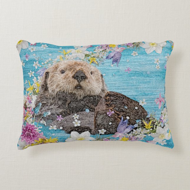 Almofada Decorativa Fairytale Otter no Rio das Flores (Frente)