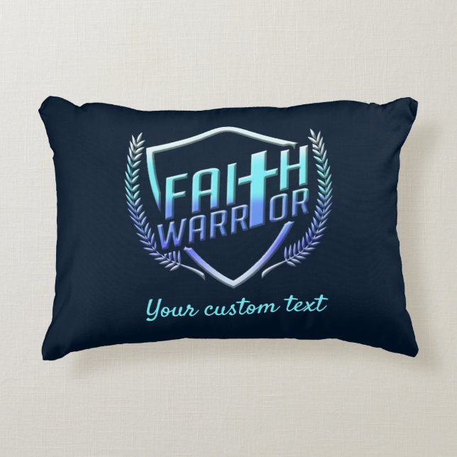 Almofada Decorativa Faith Warrior Christian Blue Purple Ombre (Frente)