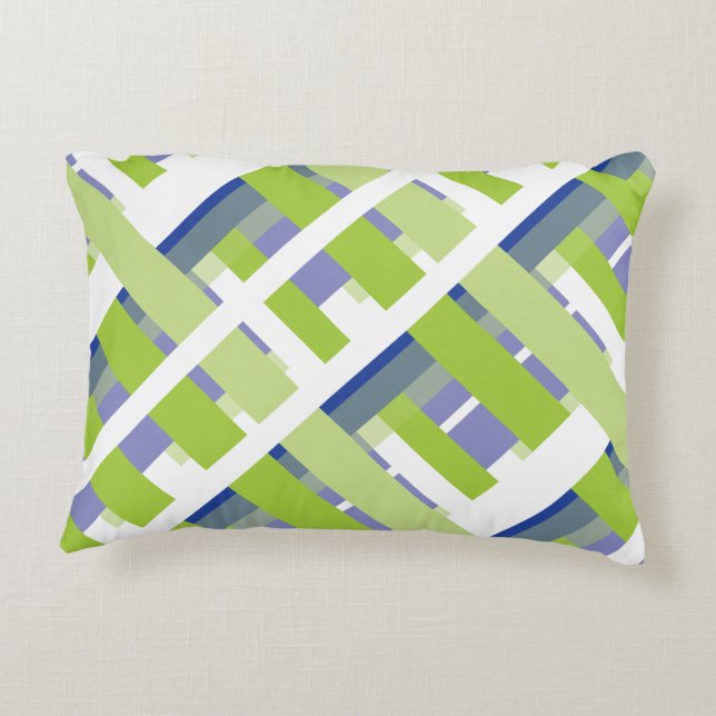 Almofada Decorativa Faixa Verde Azul Padrão (Verso)