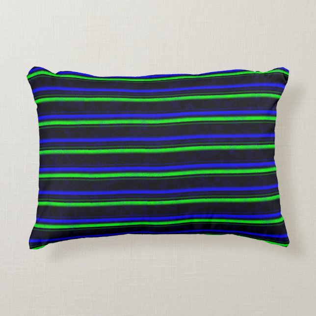 Almofada Decorativa Faixa Verde Azul Preta (Frente)