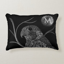 Almofada Decorativa Falcão com Lua cheia Monograma preto