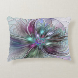 Almofada Decorativa Fantasia Abstrata Moderna Colorida Floral Fractal