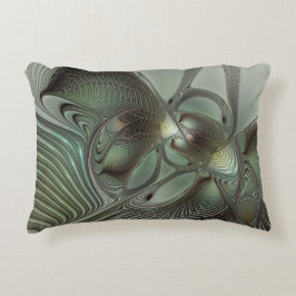 Almofada Decorativa Fantasia de Arte Fractal da Cinza Olive Sage