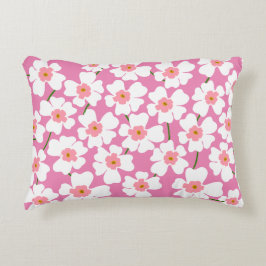 Almofada Decorativa Fantasia Floral Branca e Rosa Power