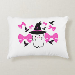 Almofada Decorativa Fantasma Coquette Rosa com Arcos no Halloween