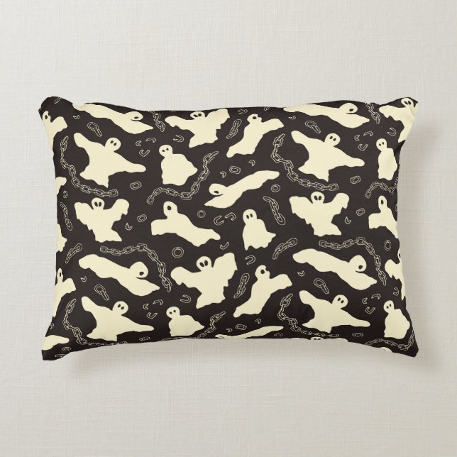 Almofada Decorativa Fantasmas cremosos - padrão de Halloween. (Frente)