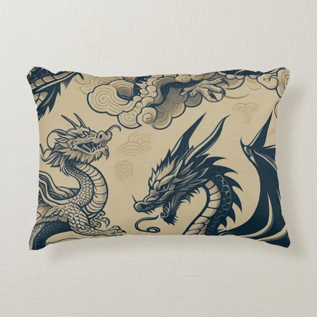 Almofada Decorativa Fantasy Antiquados Dragões (Frente)