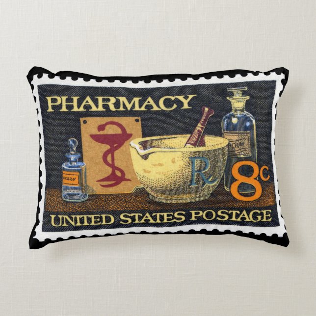 Almofada Decorativa Farmácia Rx Stamp~Pharmacist ~Druggist~Apothecary (Frente)