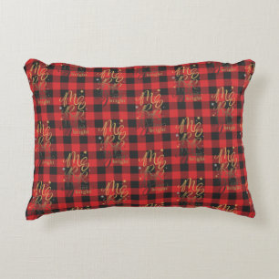 Almofada Decorativa Farmhouse Black Red Xadrez Natal