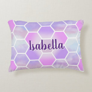 Almofada Decorativa Favo de Mel Inspirado em Unicórnio Nome Personaliz