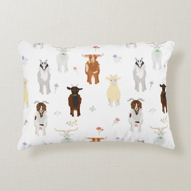Almofada Decorativa Fazenda de Cabras Fofas Animais (Frente)