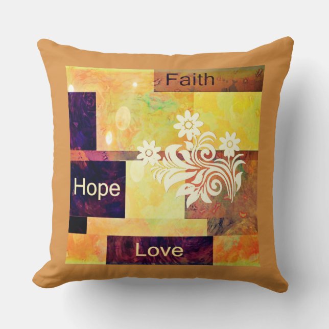 Almofada Decorativa Fé Esperança Amor (Frente)