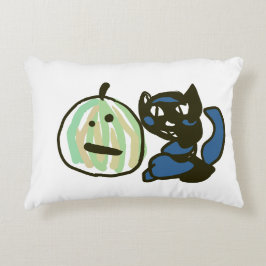 Almofada Decorativa Feliz Gato Preto Abóbora do Jack Verde 