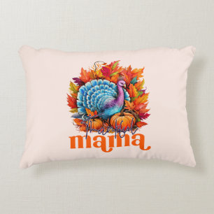 Almofada Decorativa Feliz Mama Turquia e Autumn Leaves Foliage