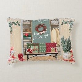 Almofada Decorativa Feliz Mudroom Cena Neve