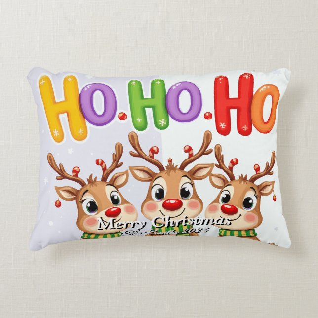 Almofada Decorativa Feliz Natal da família moderna (Frente)