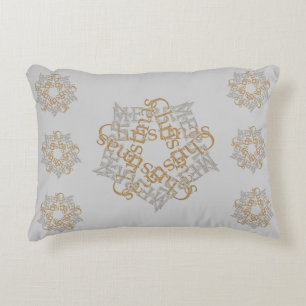 Almofada Decorativa Feliz Natal Dourado e Silver Star Vintage Elegante