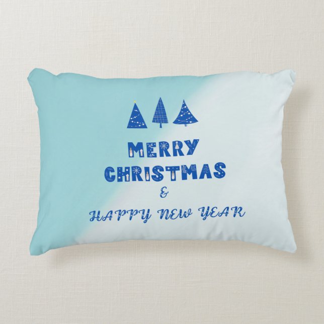 Almofada Decorativa Feliz Natal e Travesseiro de padrões de Feliz ano  (Frente)