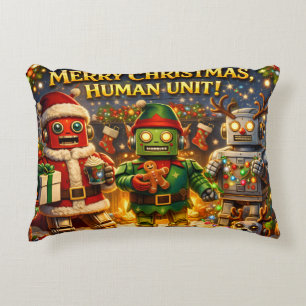 Almofada Decorativa Feliz Natal unidade humana robô engraçado feriado