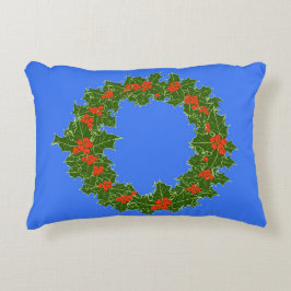 Almofada Decorativa Feliz Red Berry e Holly Wreath para o Natal