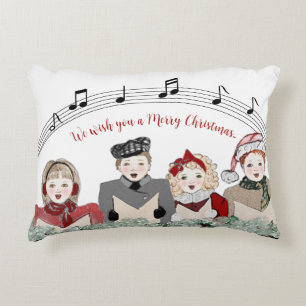 Almofada Decorativa Feliz Travesseiro decorativo de Natal dos Carolers