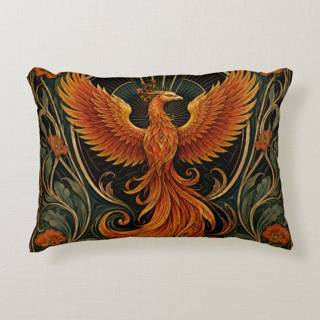 ALMOFADA DECORATIVA FÊNIX ARDENTE ART DÉCO (Frente)