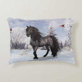 Almofada Decorativa Feriado de inverno de 2024 Horse Frísia personaliz