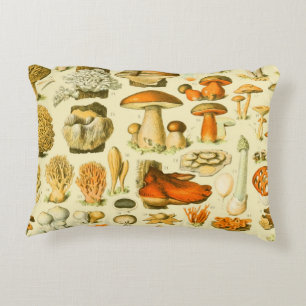 Almofada Decorativa Ferramentas de Vintagem de Cogumelo Arte Botânica
