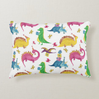 Almofada Decorativa Festa de dinossauro: padrão de aquarela.