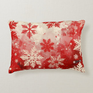 Almofada Decorativa Festive red and white snowflakes