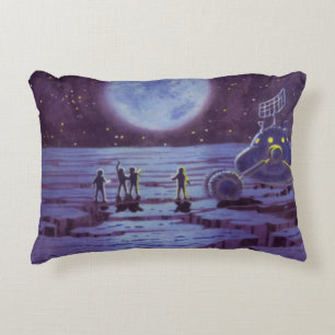 Almofada Decorativa Ficção Científica Vintage Rover Alienígenas na Lua