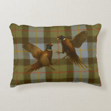 Fighting Pheasants on tweed / tartan background