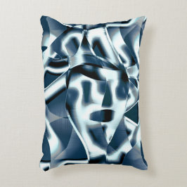 Almofada Decorativa Fitas curvas sobrepostas, tons cromados em azul