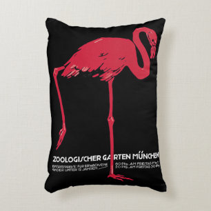 Almofada Decorativa Flamingo Pássaro Rosa Antigo no Zoológico de Muniq