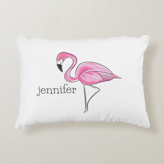 Almofada Decorativa Flamingo rosa, pré-disquete tropical personalizado (Frente)