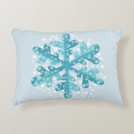 Almofada Decorativa Floco de neve azul Travesseiro de Natal e Decoraçã