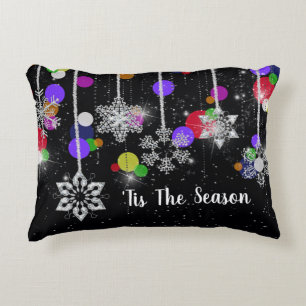 Almofada Decorativa Flocos de neve de Natal em Preto