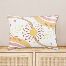 Almofada Decorativa Flor Abstrata em Aquarela Botânica e Arco-íris