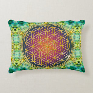 Almofada Decorativa Flor da Vida - dourado - fractal 2